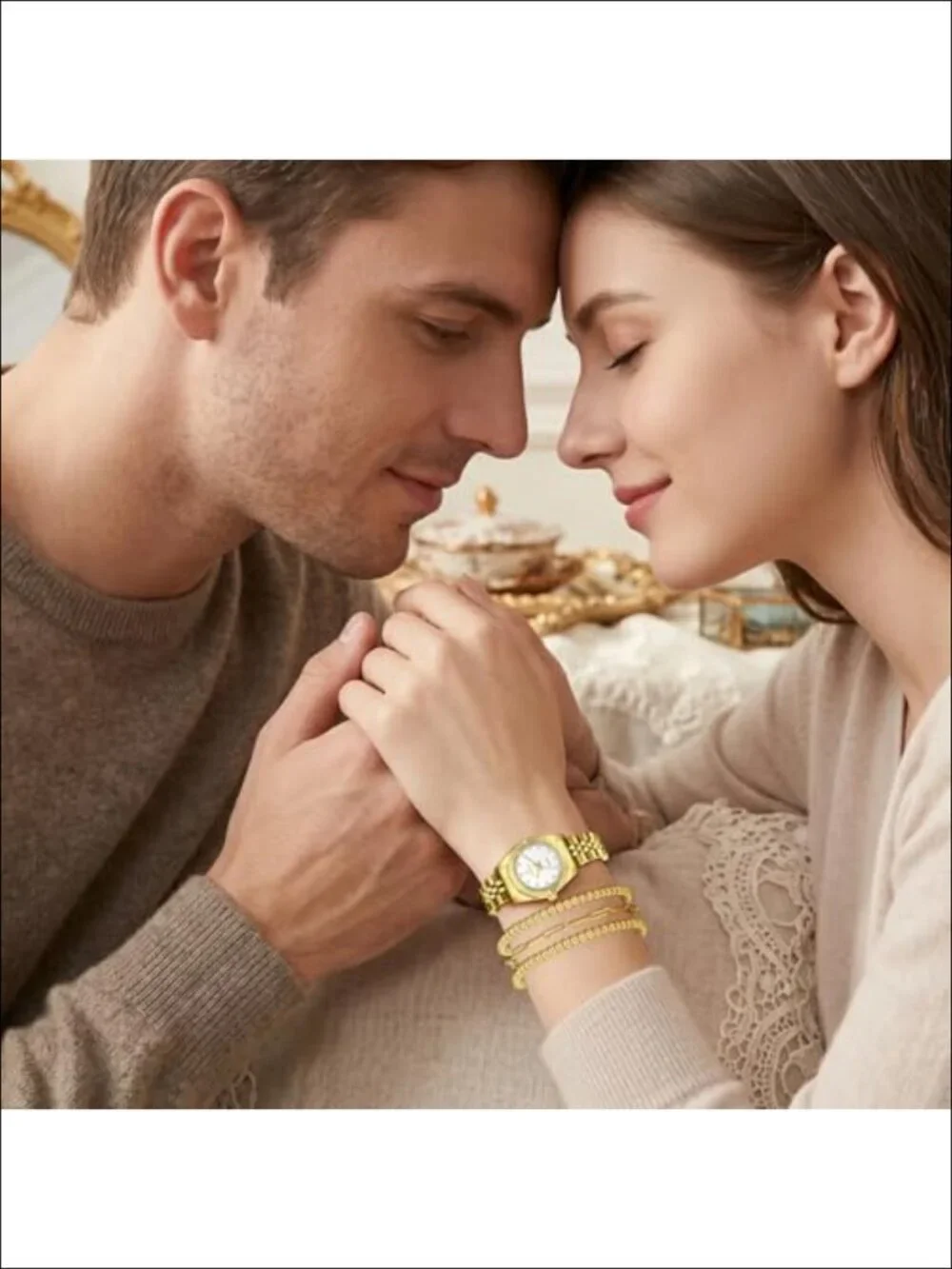 Gold Plated Watch & Bangle Set, Japanese Quartz Movement, Stainless Steel